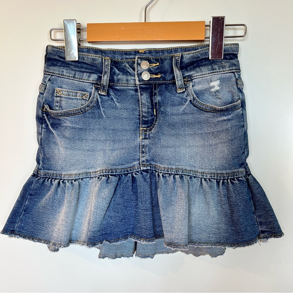Justice Denim Ruffle Hem Skirt Kids Size 8
